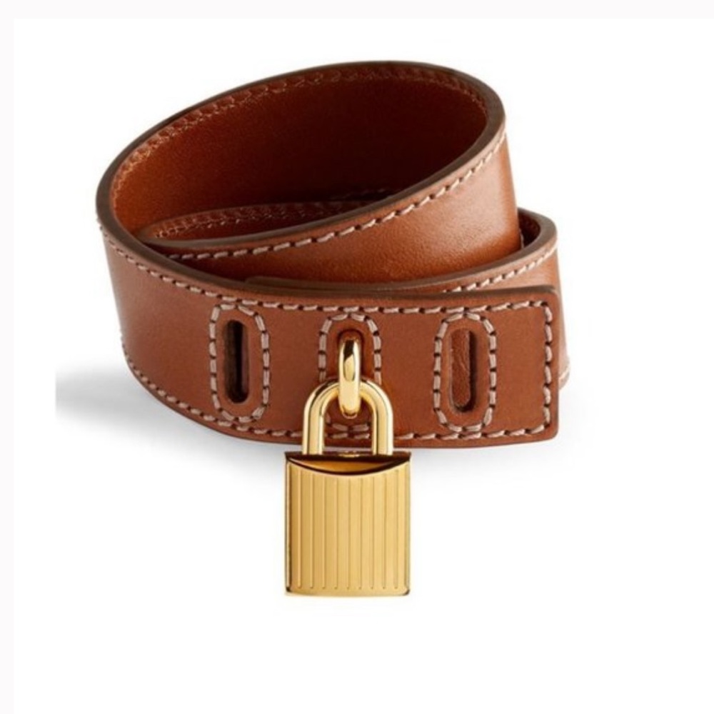 Tom Ford Padlock Leather Bracelet